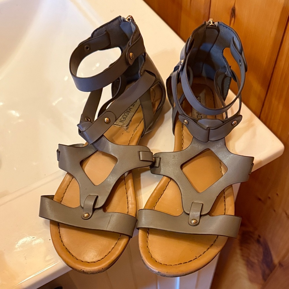 Steve Madden Charcoal Gladiator Sandals